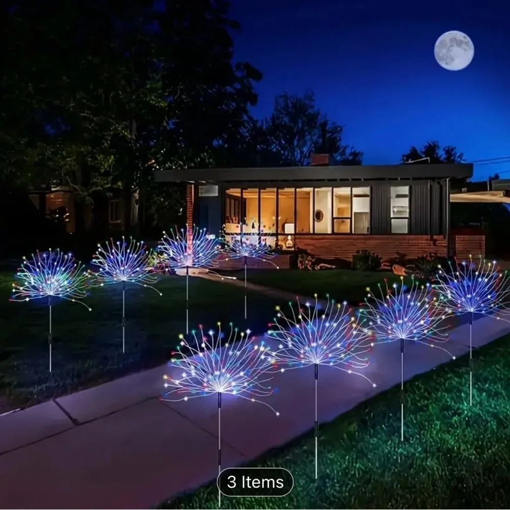 2 Pack Vibrant Solar Garden Firework Lights